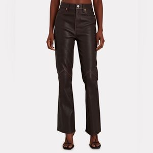 Re/Done 70s Bootcut Leather Pants in Brown